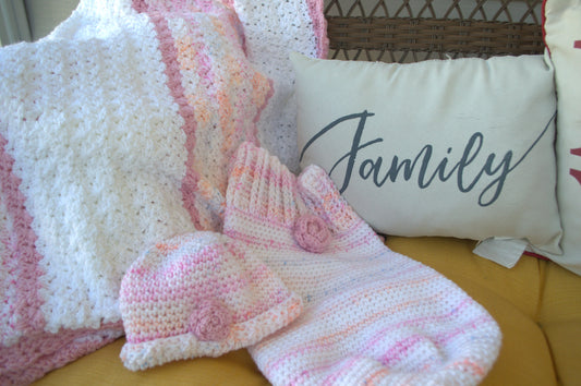 Baby Blanket, Hat, and cocoon set
